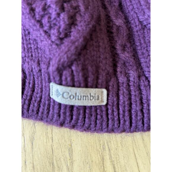 Columbia Omni Heat Hat Cap Mens Women’s Beanie OS Columbia Cable Knit Maroon - Picture 5 of 9